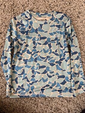 Carhartt Kids' Blue and Tan Camo Long-Sleeve Shirt
